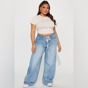 Manifested Drapey Baggy Jeans - Light Blue